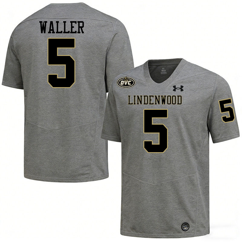 Lindenwood Lions #5 Jacob Waller College Football Jerseys,Uniforms-Grey